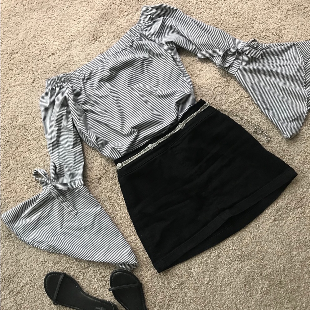 Striped bell sleeve top
